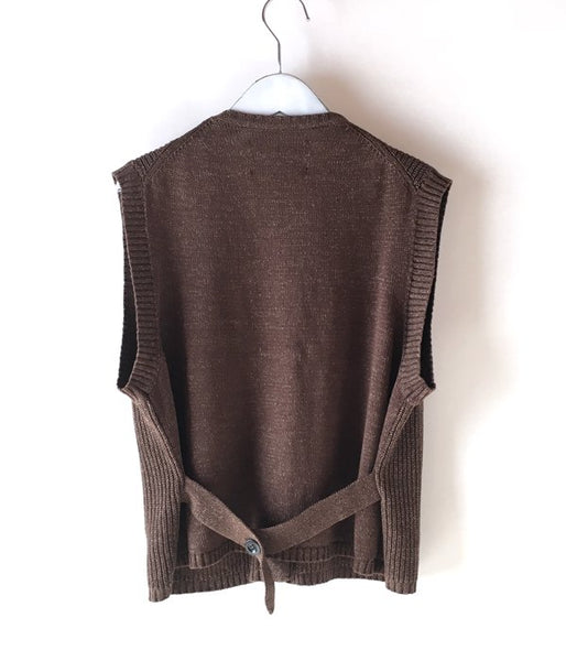 MHL./VINTAGE COTTON LINEN WOMENS VEST (BROWN)