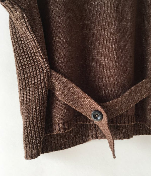 MHL./VINTAGE COTTON LINEN WOMENS VEST (BROWN)