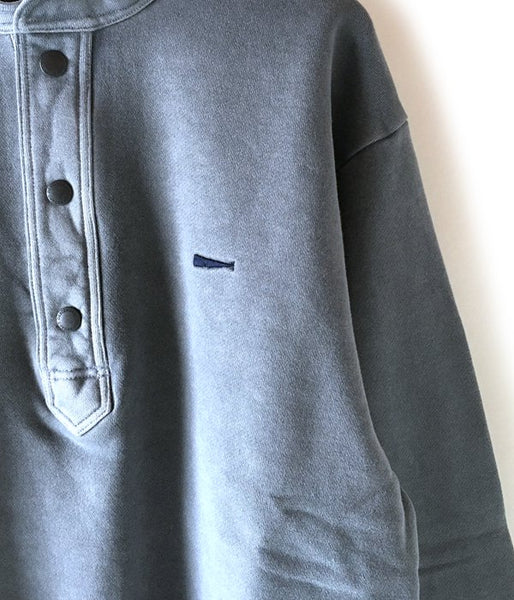 DESCENDANT/VOIL HENLEY NECK SWEATSHIRT (BLUE)