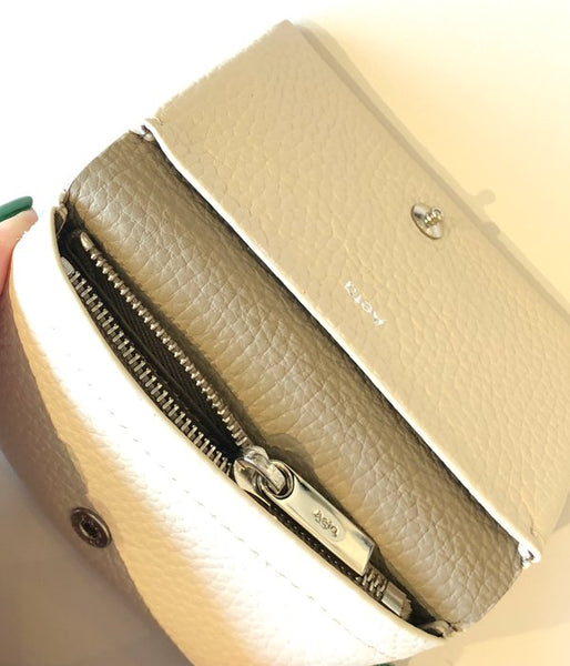 Aeta/PEBBLE GRAIN LEATHER MINI WALLET(IVORY)