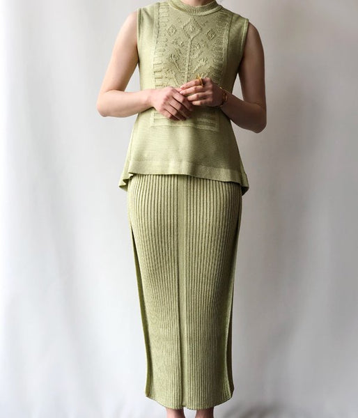 TAN/GROSSY SKIRT(LIME)