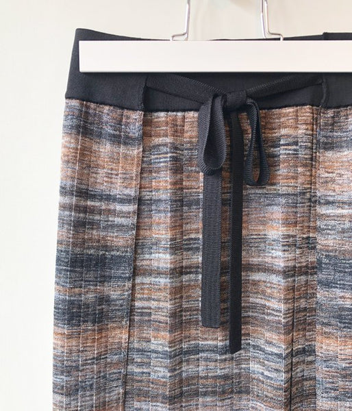 TAN/KASURI PLEATS SKIRT(ORANGE BLUE)
