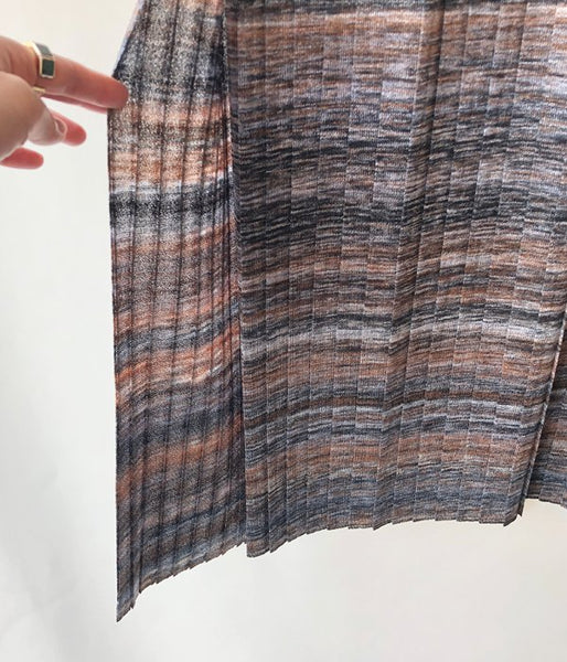 TAN/KASURI PLEATS SKIRT(ORANGE BLUE)