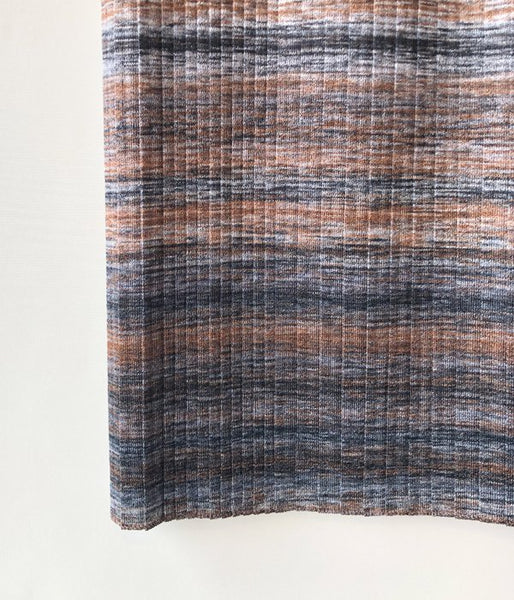 TAN/KASURI PLEATS SKIRT(ORANGE BLUE)
