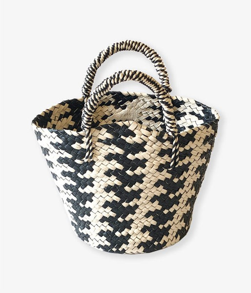 Aeta/COW LEATHER BASKET S(BLACK/IVORY)