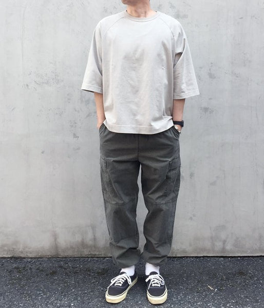 MHL./GARMENT DYE COTTON JERSEY T-SHIRT (GRAY)