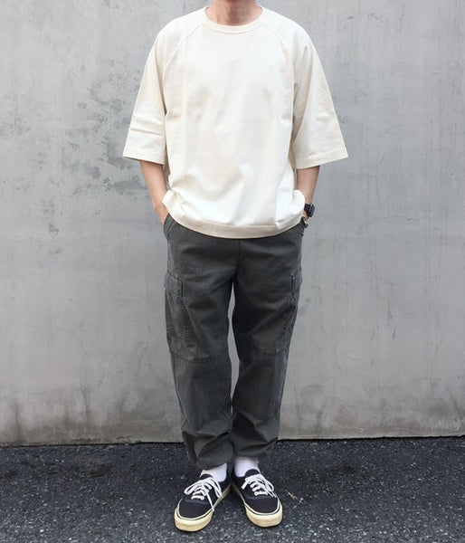 MHL./GARMENT DYE COTTON JERSEY T-SHIRT (WHITE)