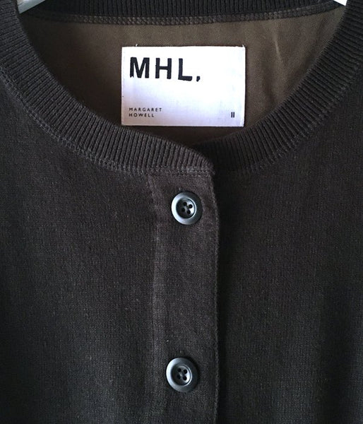 MHL./FINE SLUB COTTON LINEN CARDIGAN WOMENS (BROWN)