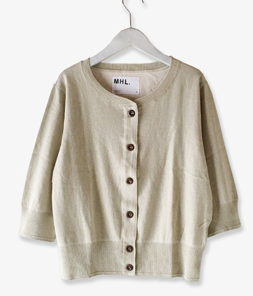 MHL./FINE SLUB COTTON LINEN CARDIGAN WOMENS (BEIGE)
