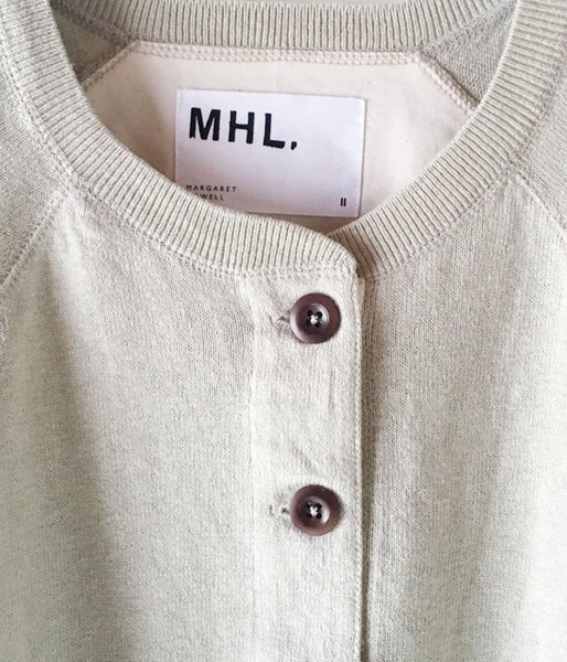 MHL./FINE SLUB COTTON LINEN HENLEY NECK WOMENS (BEIGE)