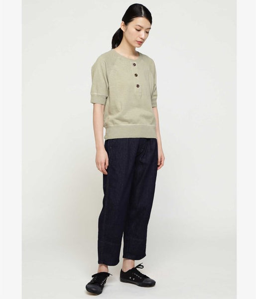 MHL./FINE SLUB COTTON LINEN HENLEY NECK WOMENS (BEIGE)