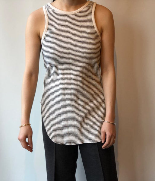 WRYHT/ROUND-NECK RIBBED TANK(BASQUE STRIPE)
