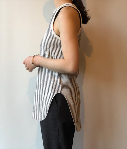 WRYHT/ROUND-NECK RIBBED TANK(BASQUE STRIPE)