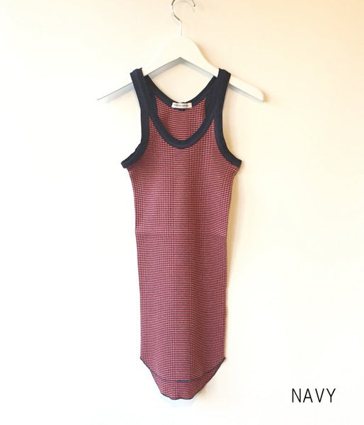 FUMIKA_UCHIDA/NEEDLE DRAWING BORDER TANK TOP