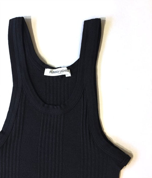 FUMIKA_UCHIDA/COTTON_NEEDLE DRAWING TANK TOP(BLACK)
