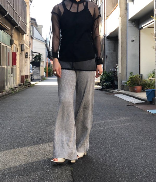 FUMIKA_UCHIDA/COTTON_NEEDLE DRAWING TANK TOP(BLACK)