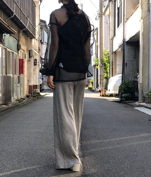 FUMIKA_UCHIDA/COTTON_NEEDLE DRAWING TANK TOP(BLACK)