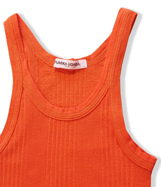 FUMIKA_UCHIDA/COTTON_NEEDLE DRAWING TANK TOP(ORANGE)