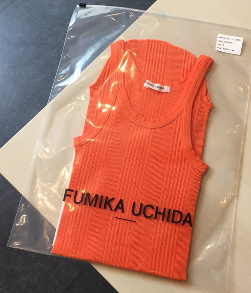FUMIKA_UCHIDA/COTTON_NEEDLE DRAWING TANK TOP(ORANGE)