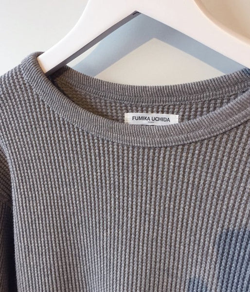 FUMIKA_UCHIDA/COTTON WAFFLE_THERMALTOP(GREY)