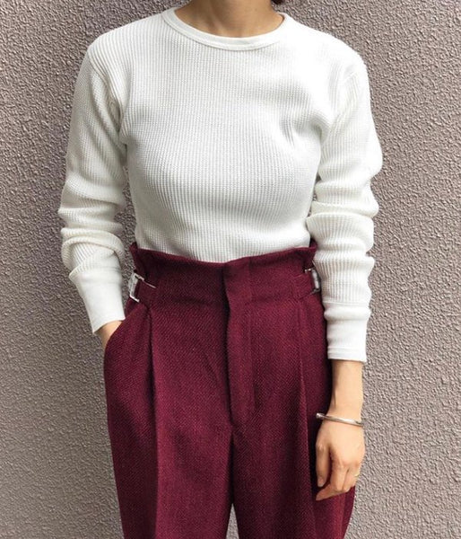 FUMIKA_UCHIDA/COTTON WAFFLE_THERMALTOP(WHITE)