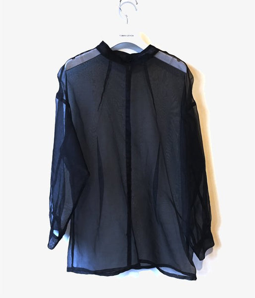 FUMIKA_UCHIDA/SILK_SEETHROUGH BACK OPEN BLOUSE