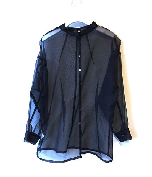 FUMIKA_UCHIDA/SILK_SEETHROUGH BACK OPEN BLOUSE