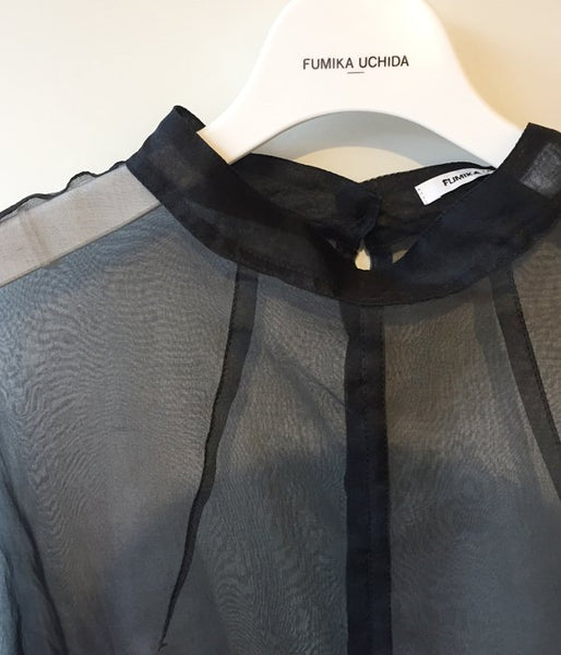FUMIKA_UCHIDA/SILK_SEETHROUGH BACK OPEN BLOUSE
