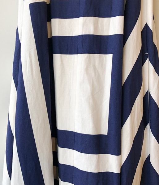 FUMIKA_UCHIDA/SQUARE PRINT SQUARE-NECK A-LINE DRESS(NAVY)