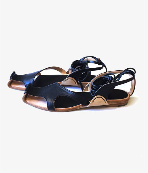 FUMIKA_UCHIDA/KIP LEATHER LACE-UP SANDAL (BLACK)