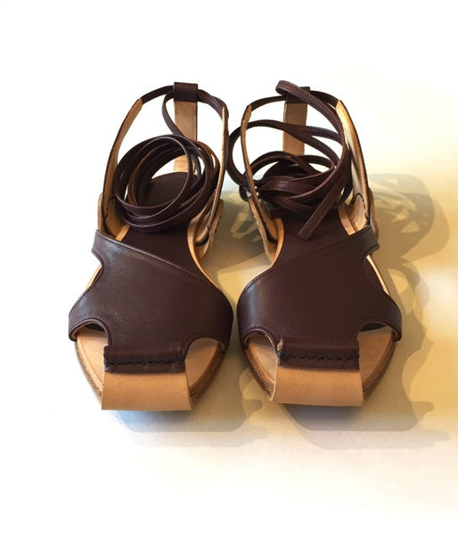 FUMIKA_UCHIDA/KIP LEATHER LACE-UP SANDAL (BROWN)