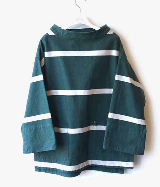 FUMIKA_UCHIDA/GROSGRAIN WIDE BORDER LONG SLEEVE P/O(GREEN)