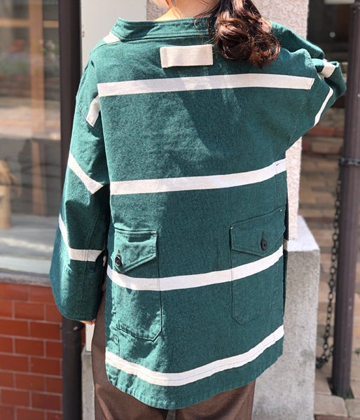 FUMIKA_UCHIDA/GROSGRAIN WIDE BORDER LONG SLEEVE P/O(GREEN)