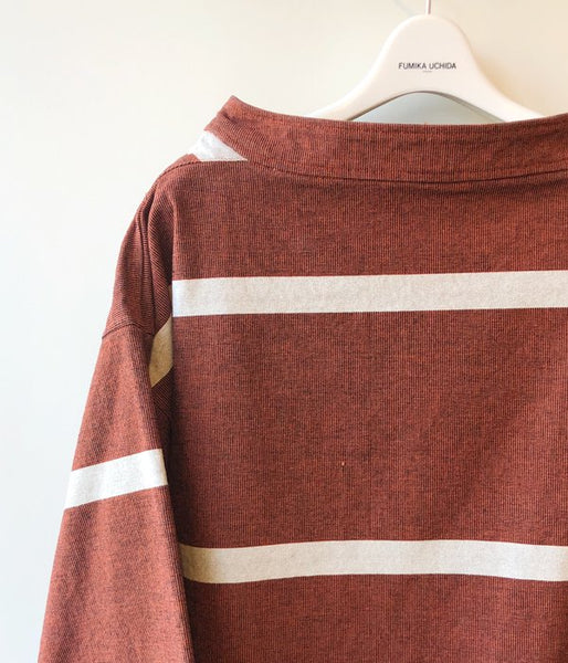 FUMIKA_UCHIDA/GROSGRAIN WIDE BORDER LONG SLEEVE P/O(RED)