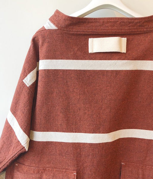 FUMIKA_UCHIDA/GROSGRAIN WIDE BORDER LONG SLEEVE P/O(RED)
