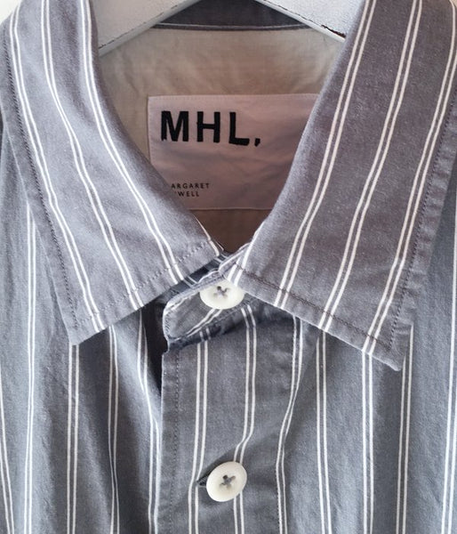MHL./DRY COTTON STRIPE SS SHIRTS (GREY)