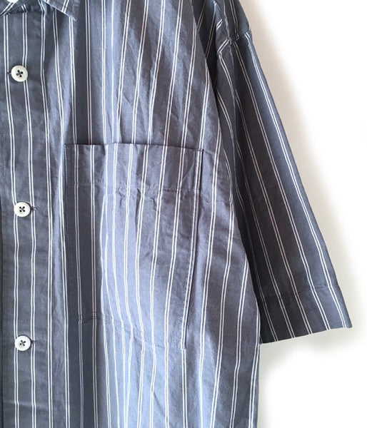 MHL./DRY COTTON STRIPE SS SHIRTS (GREY)