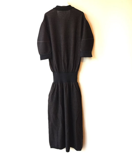 FUMIKA_UCHIDA/BALLOON-SLEEVE POLO NT DRESS(BLK/BRN)