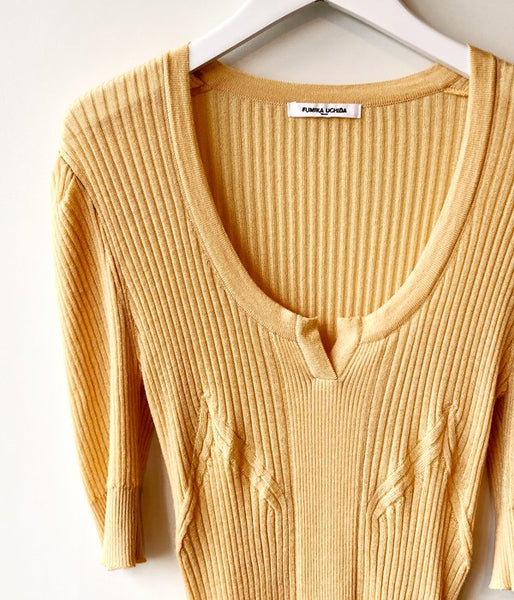 FUMIKA_UCHIDA/RIB NT SHORT-SLEEVE BODY SUIT(YELLOW)