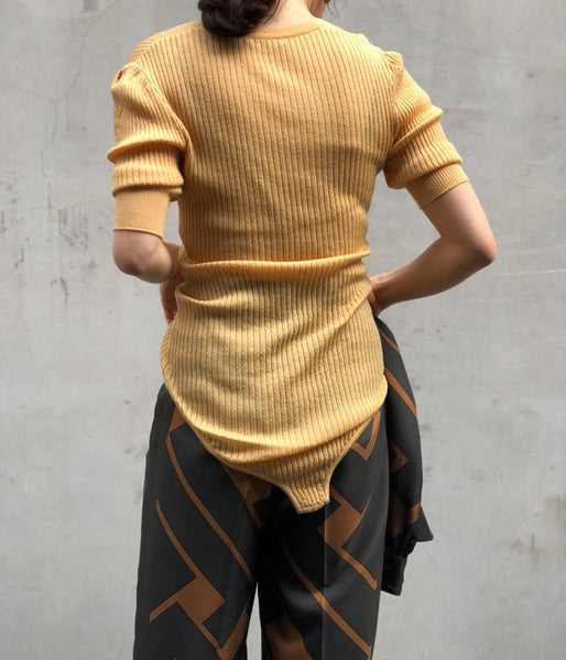 FUMIKA_UCHIDA/RIB NT SHORT-SLEEVE BODY SUIT(YELLOW)