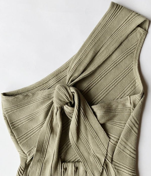 PHEENY/RANDOM RIB ONE SHOULDER TOPS(KHAKI)