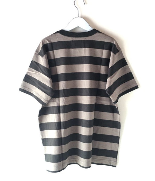 MHL./COTTON HEMP WIDE STRIPE T-SHIRT (GREEN)