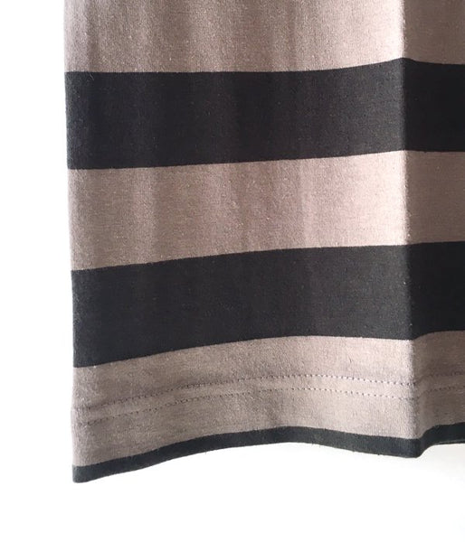 MHL./COTTON HEMP WIDE STRIPE T-SHIRT (GREEN)