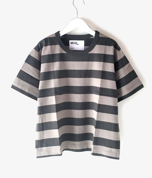 MHL./COTTON HEMP WIDE STRIPE T-SHIRT WOMENS (GREEN)