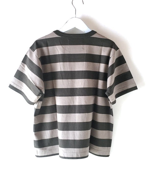 MHL./COTTON HEMP WIDE STRIPE T-SHIRT WOMENS (GREEN)