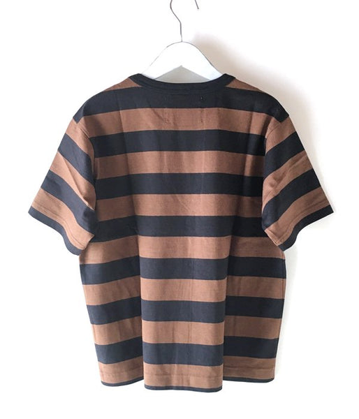 MHL./COTTON HEMP WIDE STRIPE T-SHIRT WOMENS (BROWN)