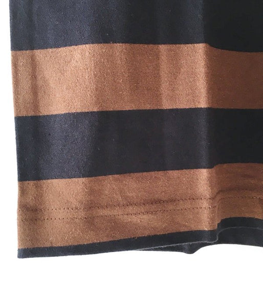 MHL./COTTON HEMP WIDE STRIPE T-SHIRT WOMENS (BROWN)