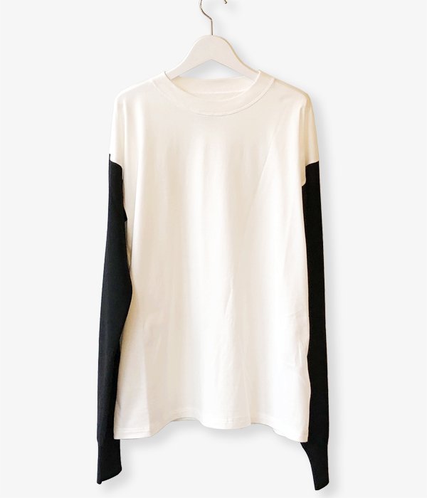 【送料&関税込】Maison Margiela Cotton Knit T-shirt MM6 MAISON MARGIELA/COTTON WOOL T-SHIRT+KNIT(WHITE×BLACK)