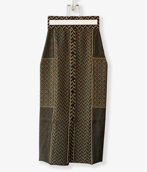 TAN/MOSAIC PATTERN SKIRT(KHAKI×BLACK)
