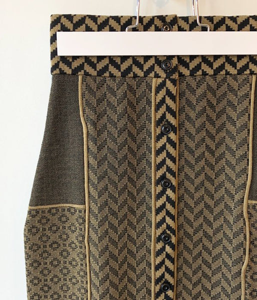 TAN/MOSAIC PATTERN SKIRT(KHAKI×BLACK)